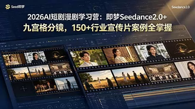 （19055期）2026AI短剧漫剧学习营：即梦Seedance2.0+九宫格分镜，150+行业宣传片案例全掌握