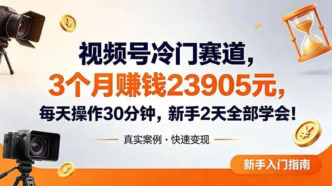 （18799期）视频号冷门赛道，3个月变现23905元，新手2天学会 每天操作30分钟！