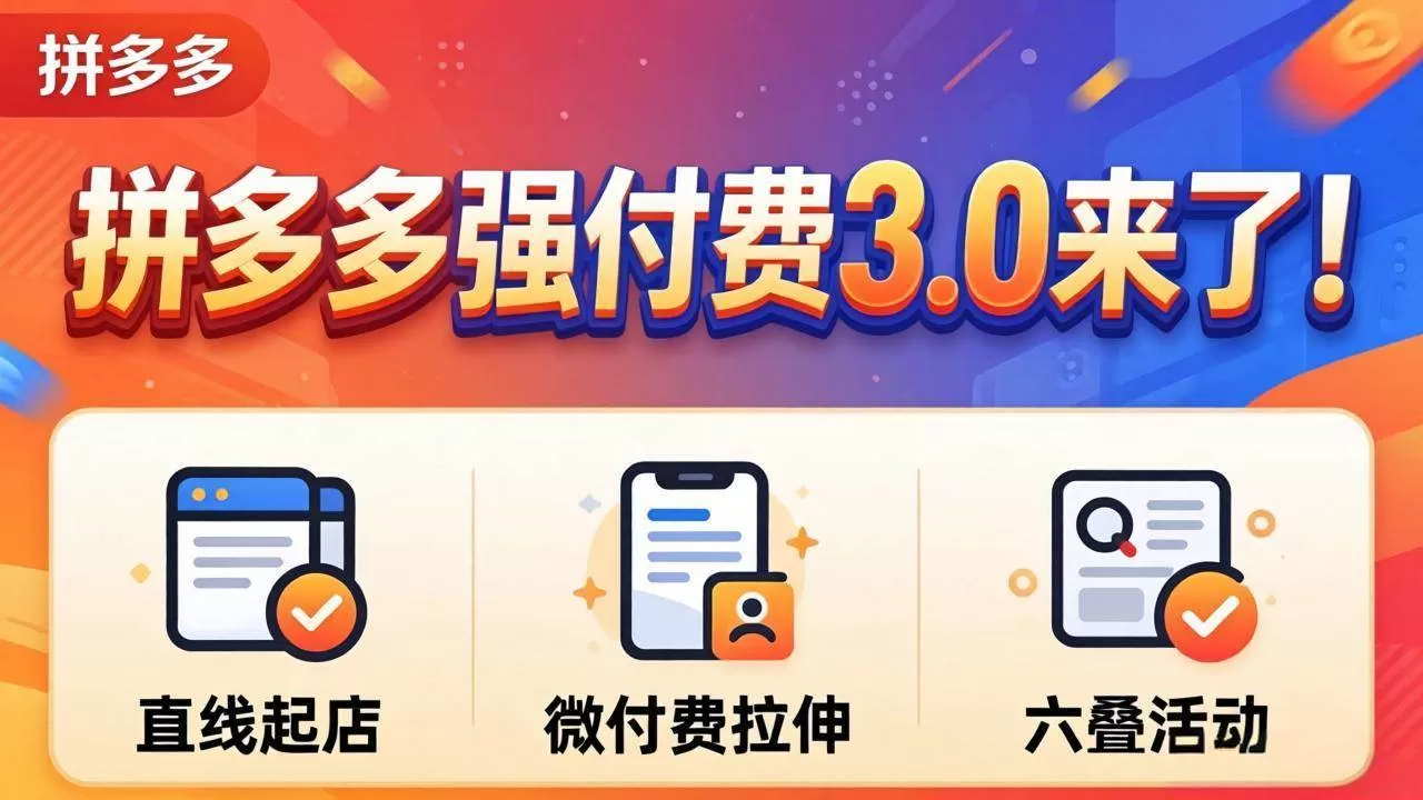 （18284期）拼多多强付费3.0来了（更新4月）直线起店+微付费拉伸+六叠活动，稳定起店破解流量瓶颈