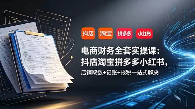 （19001期）电商财务全套实操课：抖店淘宝拼多多小红书，店铺取数+记账+报税一站式解决