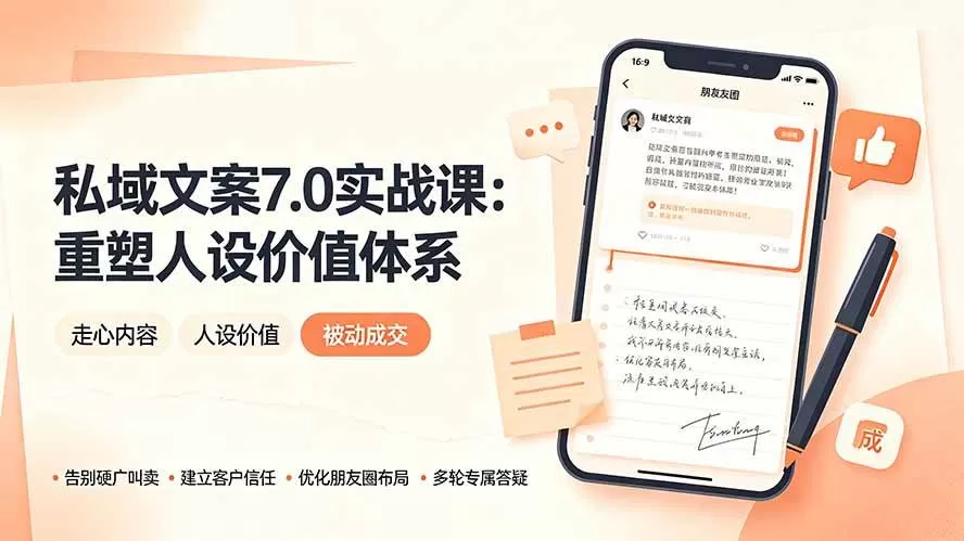 （19313期） 私域文案实战课7.0：重塑人设价值体系｜-告别硬广推销×走心内容×自我价值塑造，实现被动成交
