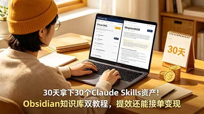 （18886期）30天拿下30个Claude Skills资产！Obsidian知识库双教程，提效还能接单变现