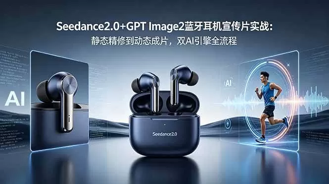 （18730期）Seedance2.0+GPT Image2蓝牙耳机宣传片实战：静态精修到动态成片，双AI引擎全流程