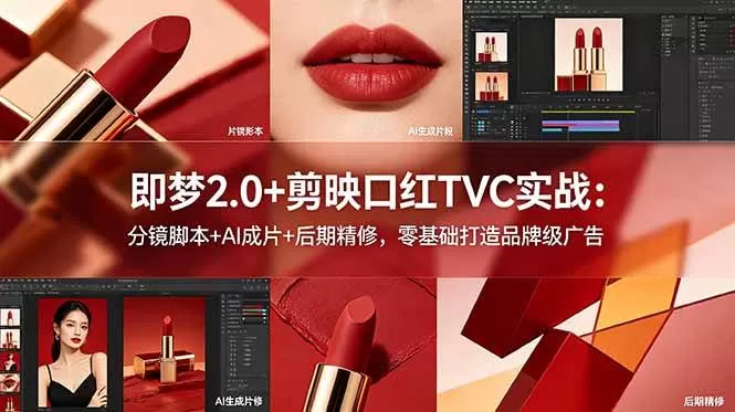 （18729期）即梦2.0+剪映口红TVC实战：分镜脚本+AI成片+后期精修，零基础打造品牌级广告