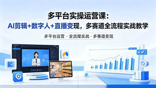 (18193期)某团队多平台实操运营课-更新26年4月25:AI剪辑+数字人+直播变现,多赛道全流程实战教学 (18193期)某团队多平台实操运营课-更新26年4月25:AI剪辑+数字人+直播变现,多赛道全流程实战教学