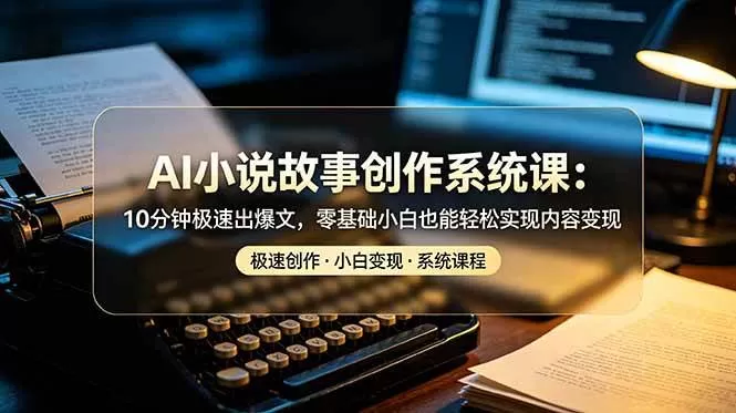 （19053期）AI小说故事创作系统课：10分钟极速出爆文，零基础小白也能轻松实现内容变现