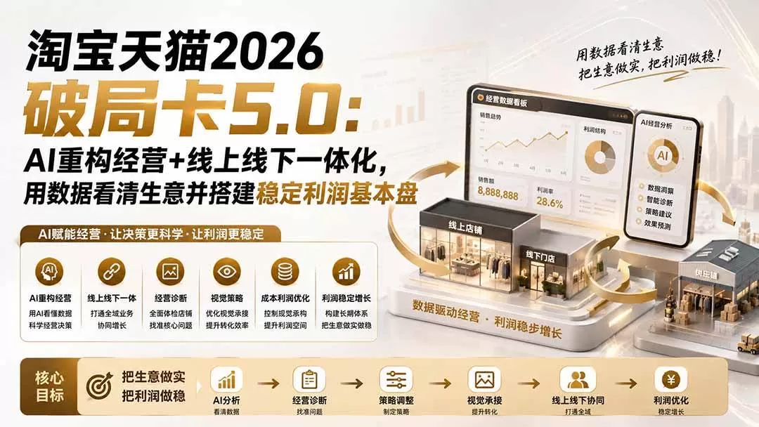 （20026期）淘宝天猫2026破局卡5.0：AI重构经营+线上线下一体化，用数据看清生意并搭建稳定利润基本盘（修复）