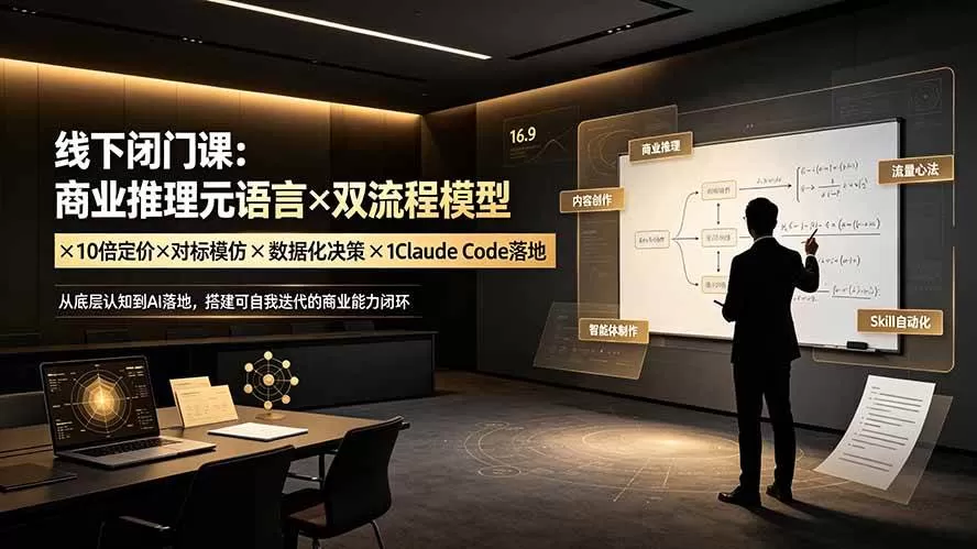 （19381期）线下闭门课：商业推理元语言×双流程模型×10倍定价×对标模仿×数据化决策×Claude Code落地，击穿认知盲区