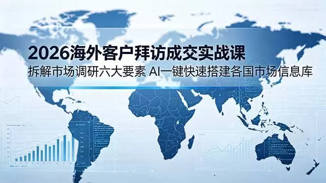 （18992期）2026海外客户拜访成交实战课：拆解市场调研六大要素，AI一键快速搭建各国市场信息库