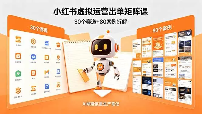 （18342期）小红书虚拟运营出单矩阵课：30个赛道+80案例拆解，AI赋能批量生产笔记