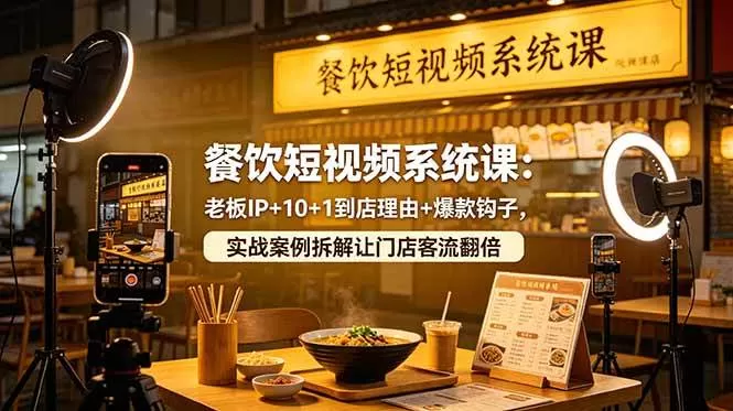 （18712期）餐饮短视频系统课：老板IP+10+1到店理由+爆款钩子，实战案例拆解让门店客流翻倍