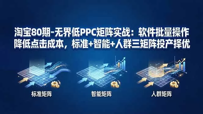 （17987期）淘宝80期-无界低PPC矩阵实战：软件批量操作降低点击成本，标准+智能+人群三矩阵投产择优