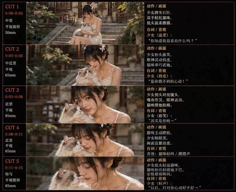 (18909期)美女和猫故事提示词,人物一致性提示词+故事板 (18909期)美女和猫故事提示词,人物一致性提示词+故事板