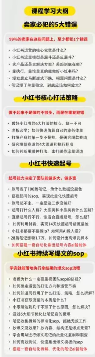 （19747期）小红书高利润AI经营课2026年7.18-20：起号+爆文+付费+达人+私域，利用AI与SOP实现团队人效翻倍增长