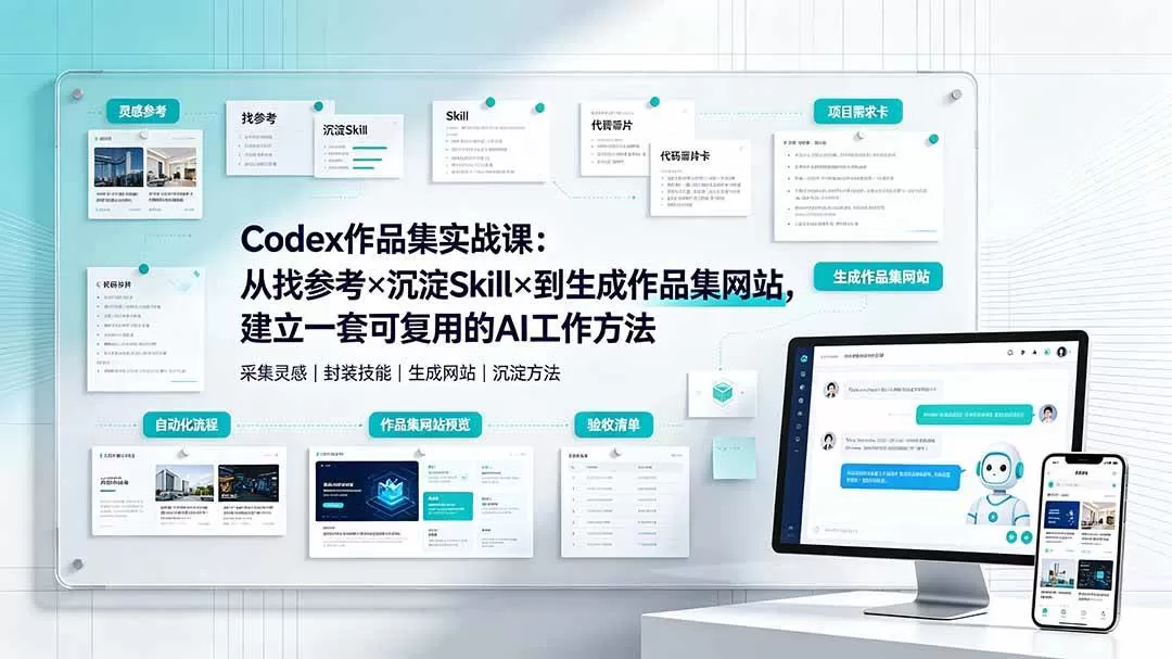 （19361期）Codex作品集实战课：从找参考×沉淀Skill×到生成作品集网站，建立一套可复用的AI工作方法