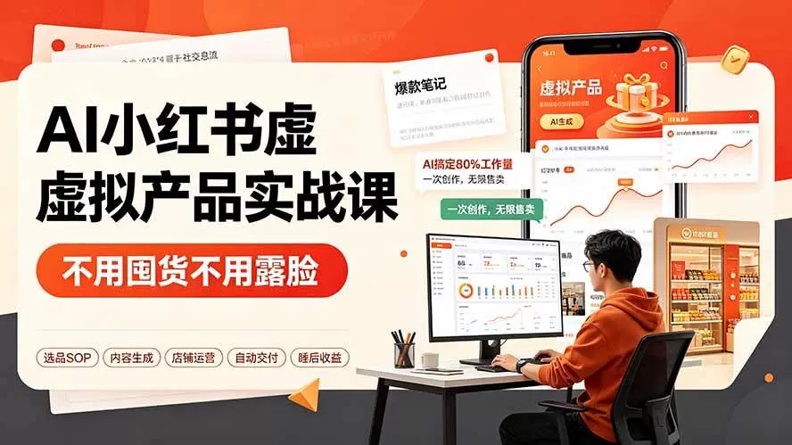 （19314期）AI小红书虚拟产品实战课-更新：不用囤货不用露脸，AI搞定80%工作量，一次创作无限售卖睡后收益