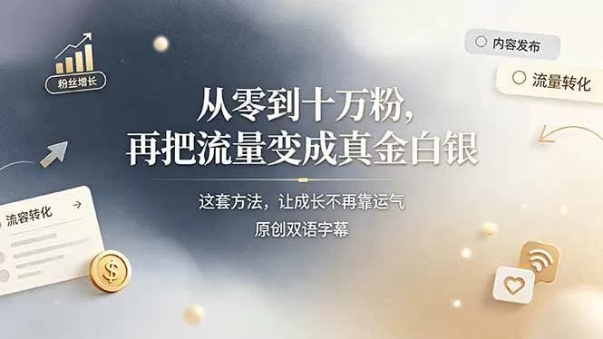 （19198期）从零到十万粉，再把流量变成真金白银——这套方法，让成长不再靠运气【原创双语字幕】