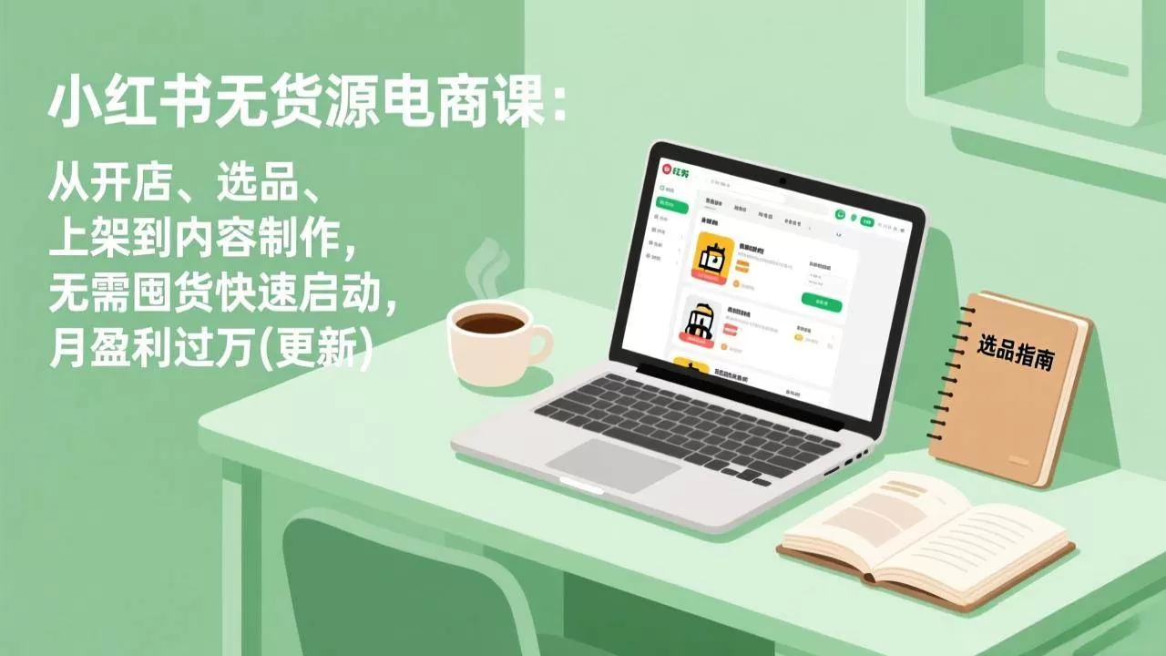 （18127期）小红书无货源电商课(4月20更新)：从开店、选品、上架到内容制作，无需囤货快速启动，月盈利过万