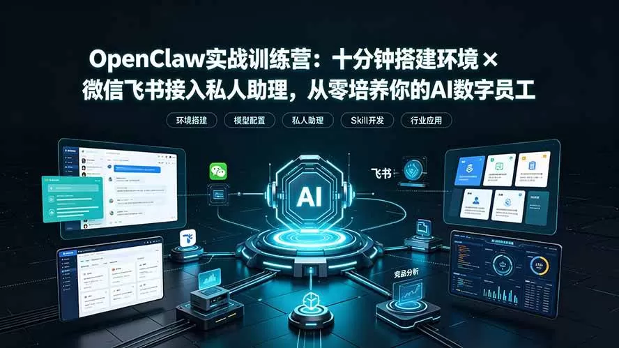 （19287期）OpenClaw实战特训营：十分钟搭建环境×微信飞书接入私人助理，从零培养你的AI数字员工