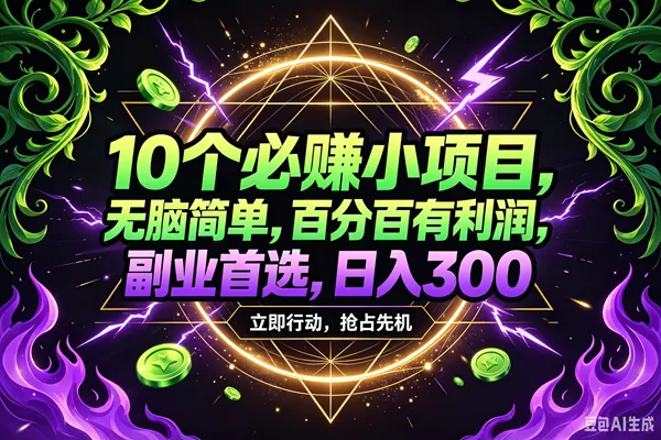 （18647期）10个必赚米的小项目，百分百赚米，无脑简单，副业首选，日入210+