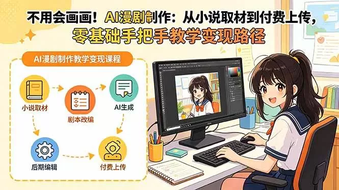（19429期）不用会画画！AI漫剧制作：从小说取材到付费上传，零基础手把手教学变现路径（更新）