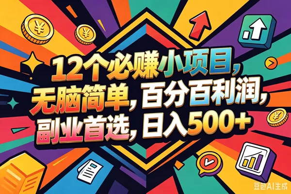 （18291期）12个必赚钱的小项目，百分百赚米，无脑简单，副业首选，日入600+