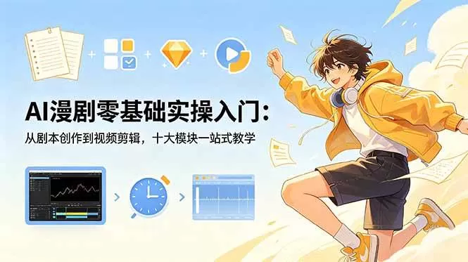 （18812期）AI漫剧零基础实操入门：从剧本创作到视频剪辑，十大模块一站式教学