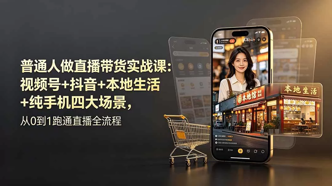 （19111期）普通人做直播带货实战课：视频号+抖音+本地生活+纯手机四大场景，从0到1跑通直播全流程