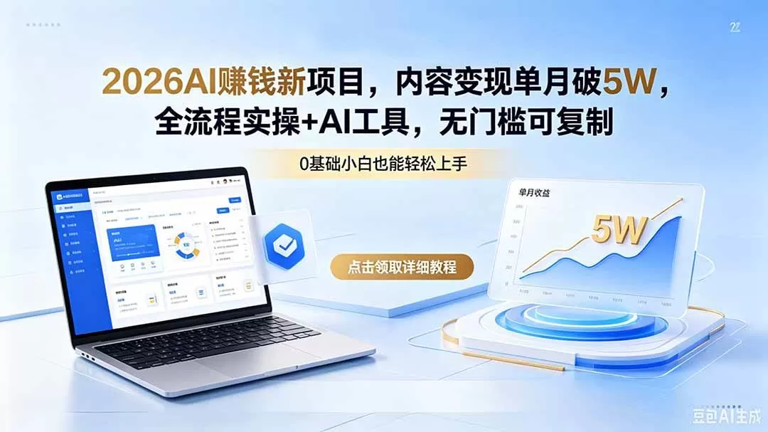 （18476期）2026AI赚钱新项目，内容变现单月破5W，全流程实操+AI工具，无门槛可复制