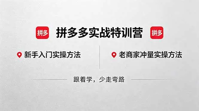 （18309期）拼多多实战特训营(更新5月3)：不管是新手入门或老商家冲量，都有实操方法，跟着学，少走弯路