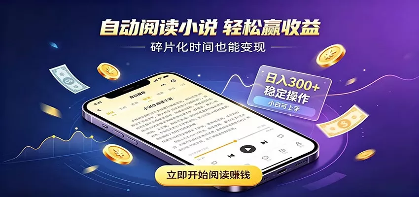 挂机看小说,全程自动运行不费精力,每日稳定赚三百 挂机看小说,全程自动运行不费精力,每日稳定赚三百