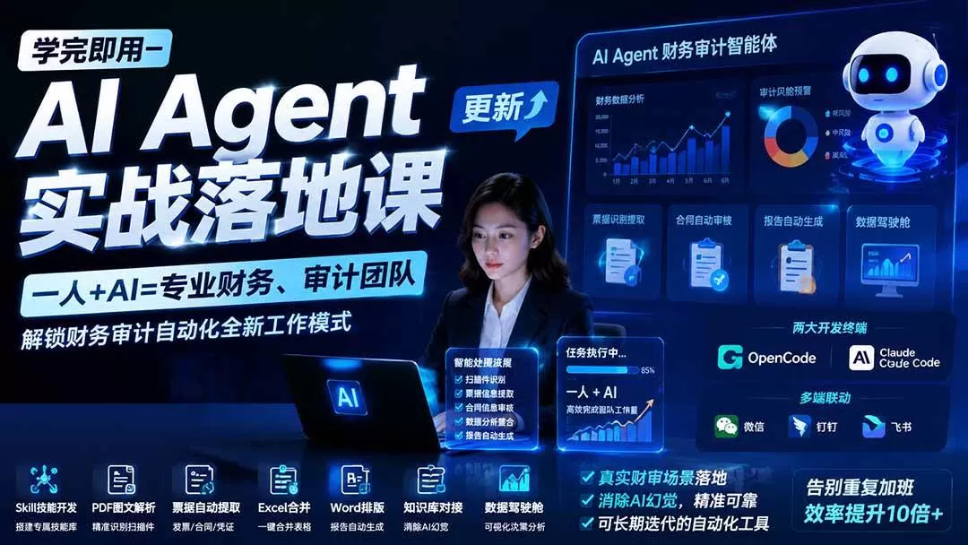 (19740期)学完即用—AI Agent实战落地课-更新:一人+AI=专业财务、审计团队,解锁财务审计自动化全新工作模式 (19740期)学完即用—AI Agent实战落地课-更新:一人+AI=专业财务、审计团队,解锁财务审计自动化全新工作模式