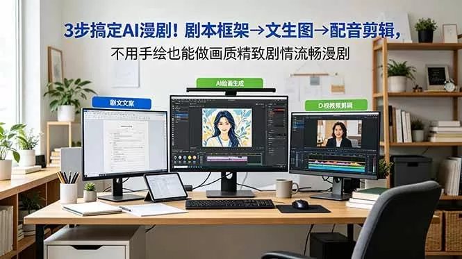 （18866期）3步搞定AI漫剧！剧本框架→文生图→配音剪辑，不用手绘也能做画质精致剧情流畅漫剧