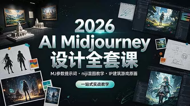 （19209期）2026 AI Midjourney设计全套课，MJ参数提示词niji混图教学，IP建筑游戏原画一站式实战教学