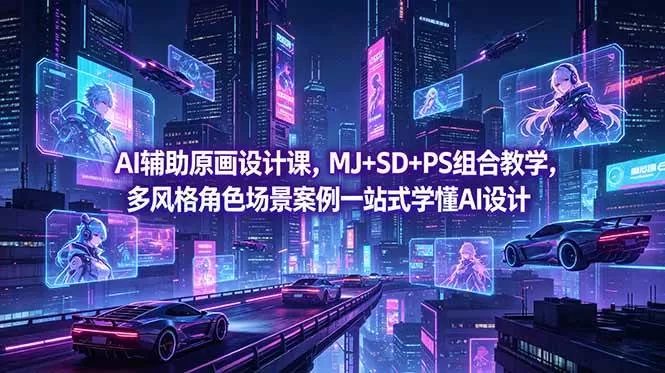 （18731期）AI辅助原画设计课，MJ+SD+PS组合教学，多风格角色场景案例一站式学懂AI设计