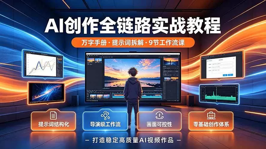 （19247期）AI创作全链路实战教程｜万字手册·提示词拆解·9节工作流课，打造稳定高质量AI视频作品