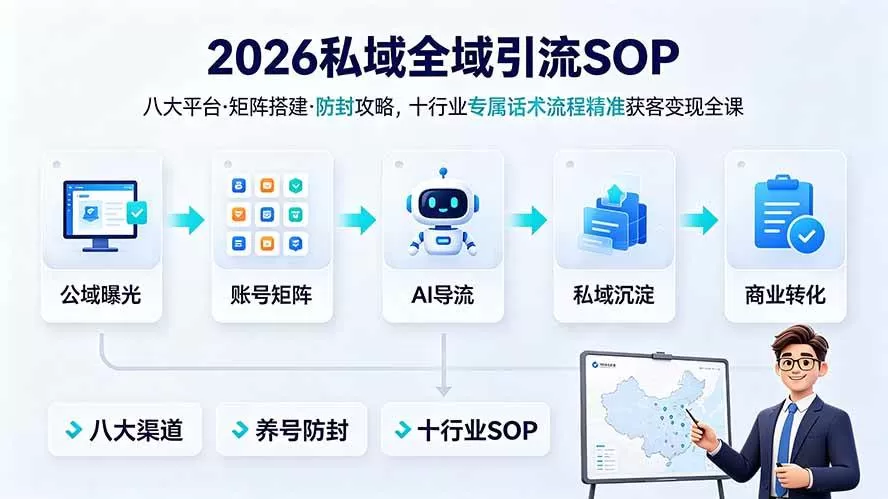 （19248期） 2026私域全域引流SOP｜八大平台·矩阵搭建·防封攻略，十行业专属话术流程精准获客变现全课