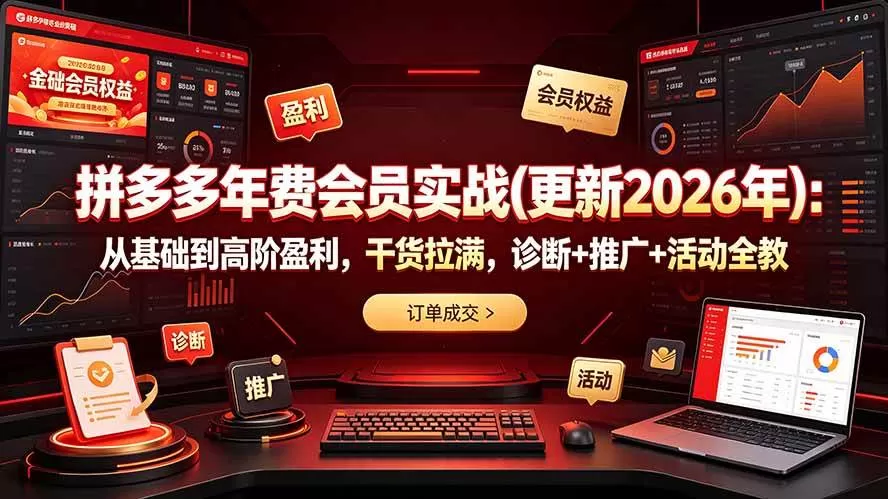 （19290期）拼多多年费会员实战(更新2026年)：从基础到高阶盈利，干货拉满，诊断+推广+活动全教