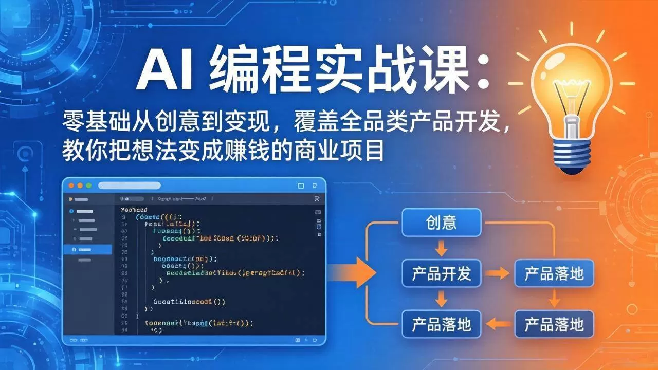 （18857期）AI编程实战课-第三期-6月更新：零基础从创意到变现，覆盖全品类产品开发，把想法变成赚钱项目