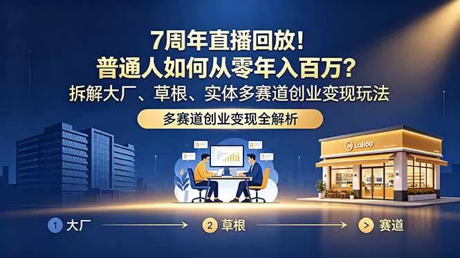 （18894期）7周年直播回放！普通人如何从零年入百万？拆解大厂、草根、实体多赛道创业变现玩法