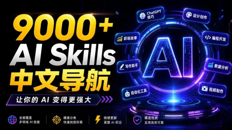 别再乱找了！聚合了超过9000+个AI Skills的中文导航平台，让你的AI变得更强大，SkillForge